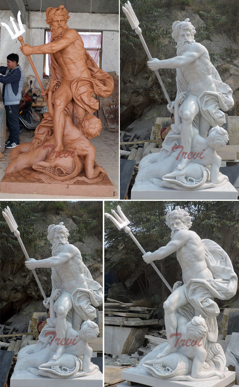 Poseidon greek garden marble statues for sale details