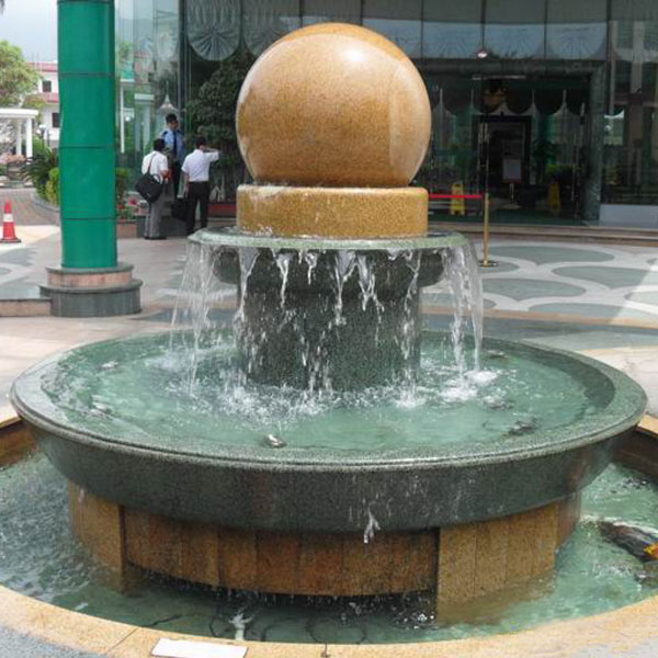 Outdoor stone fountains floating ball water features for sale