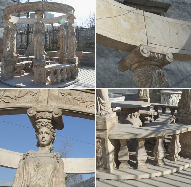 Hot Design Round Gazebo Marble Statue Pavilion with Female