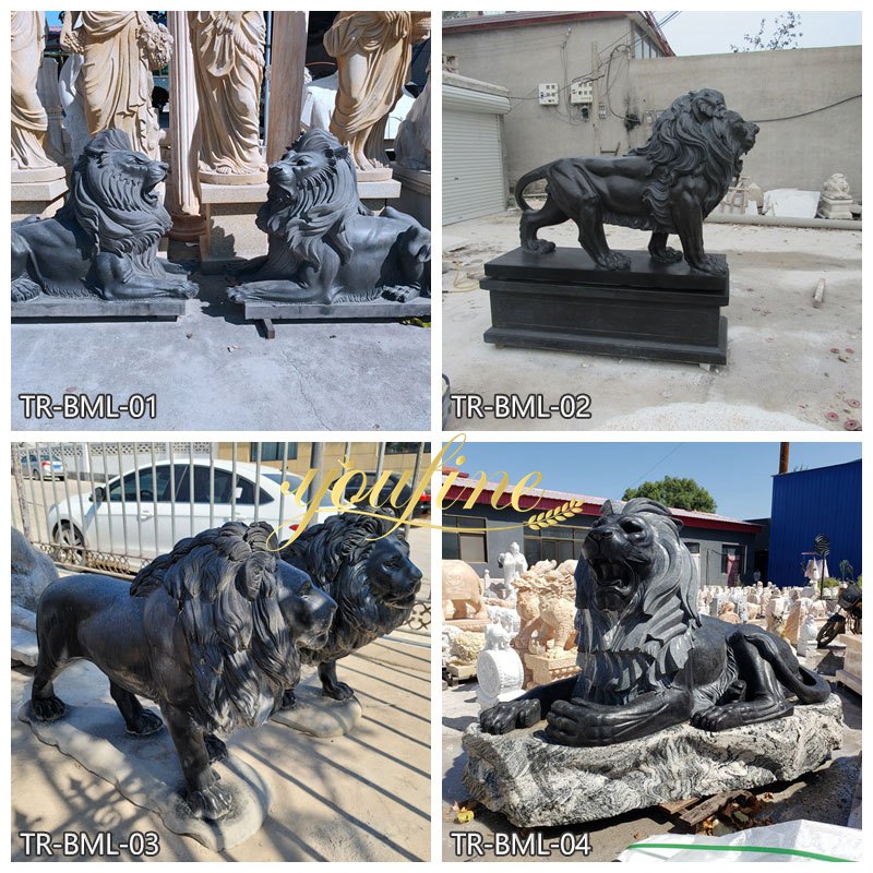 more marble lion statues