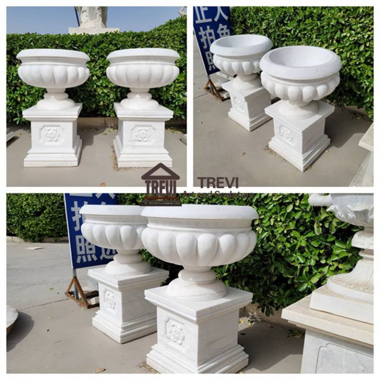 Classic White Marble Flowerpot Flower Base for Sale MOKK-832 - Trevi ...