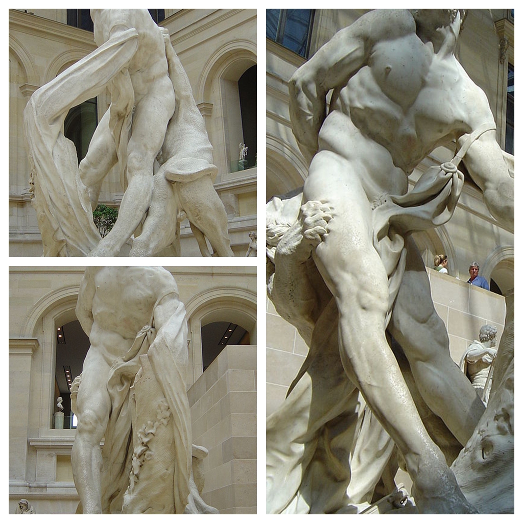 marble milo of croton statue details