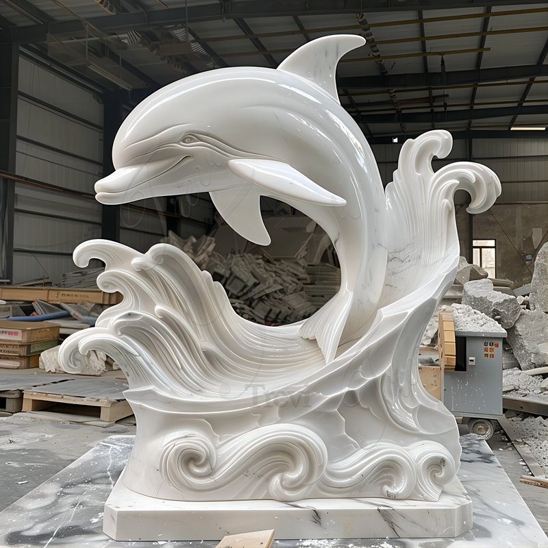 Marble Dolphin Statue Outdoor 2