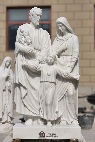 whhite holy family statue