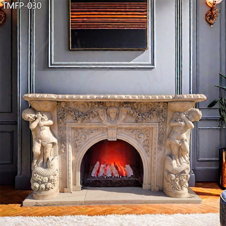 factory price decorative vintage marble fireplace mantel for sale