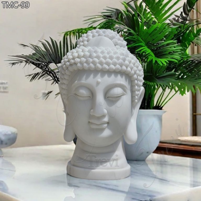 white marble buddha head bust