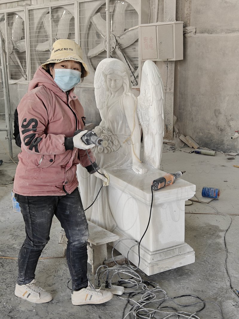 angel monument headstone carving process