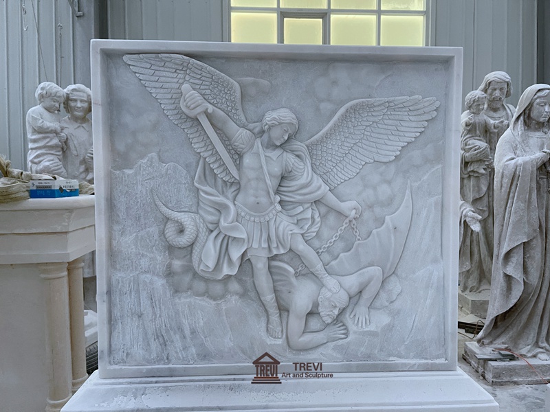 marble st michael relief sculpture