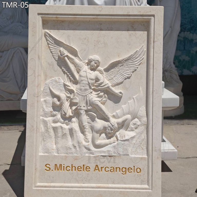 marble st michael wall art relief sculpture 1