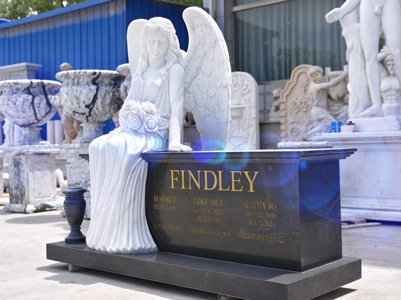 marble sitting angel monument headstone