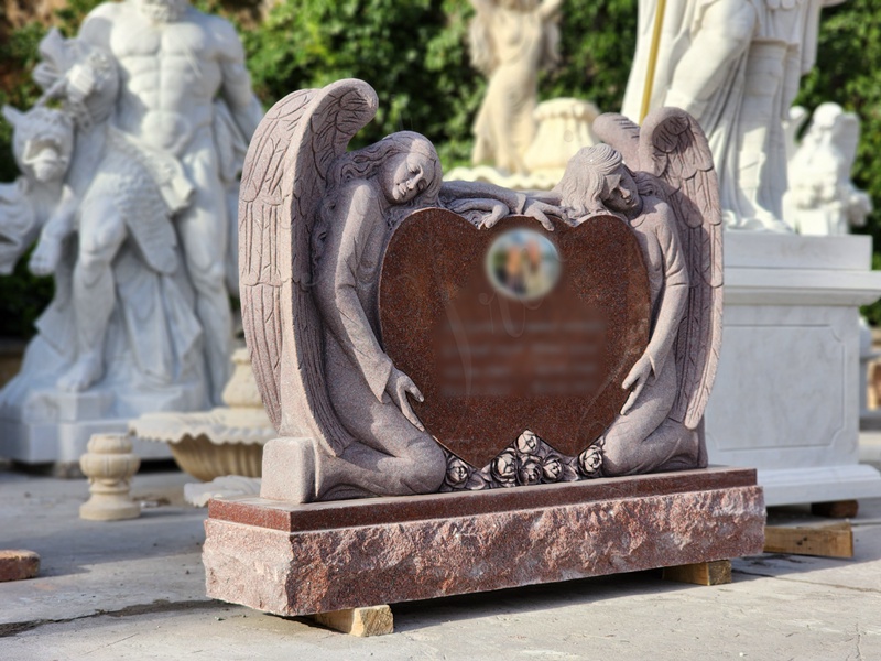 red marble angel headstone