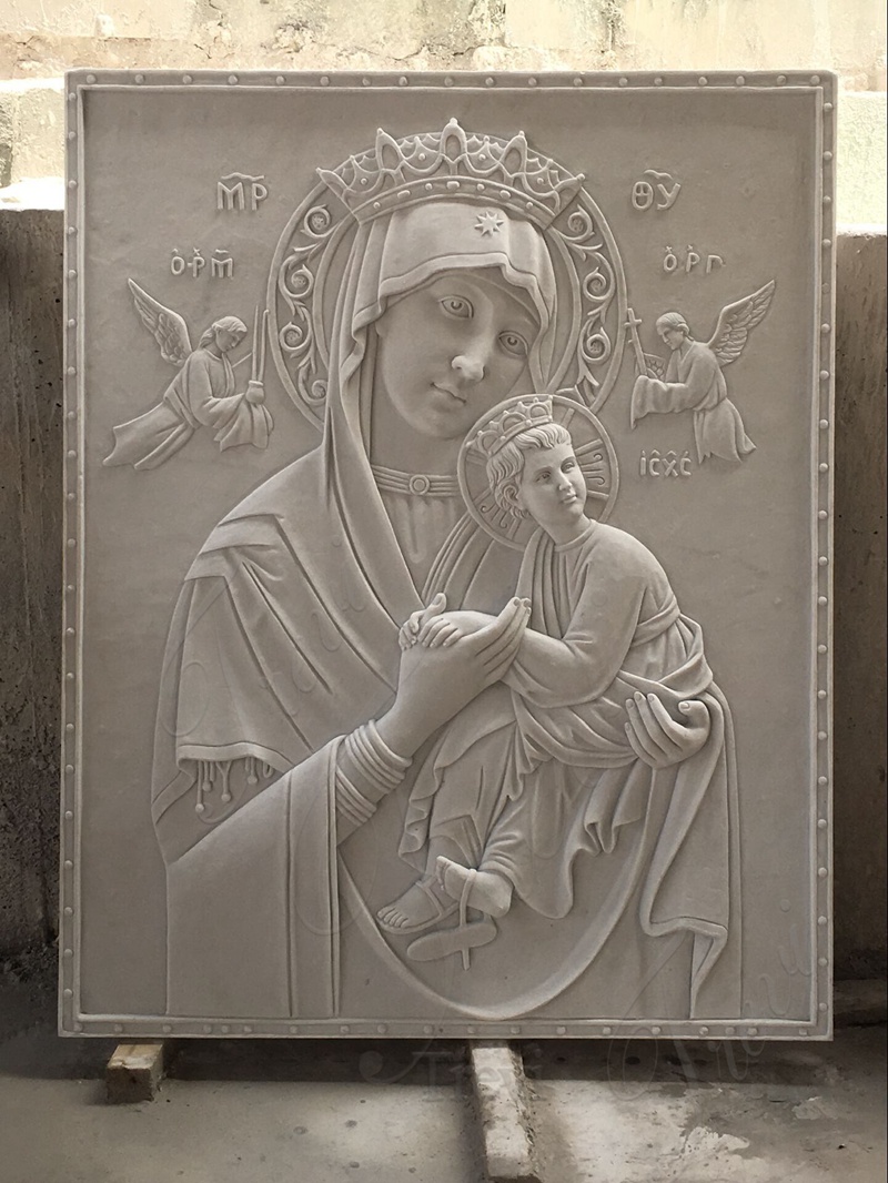 mary and baby relief sculpture