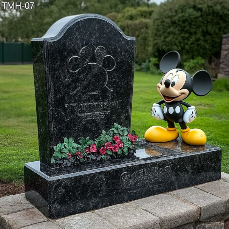 black marble mickey mouse tombstone