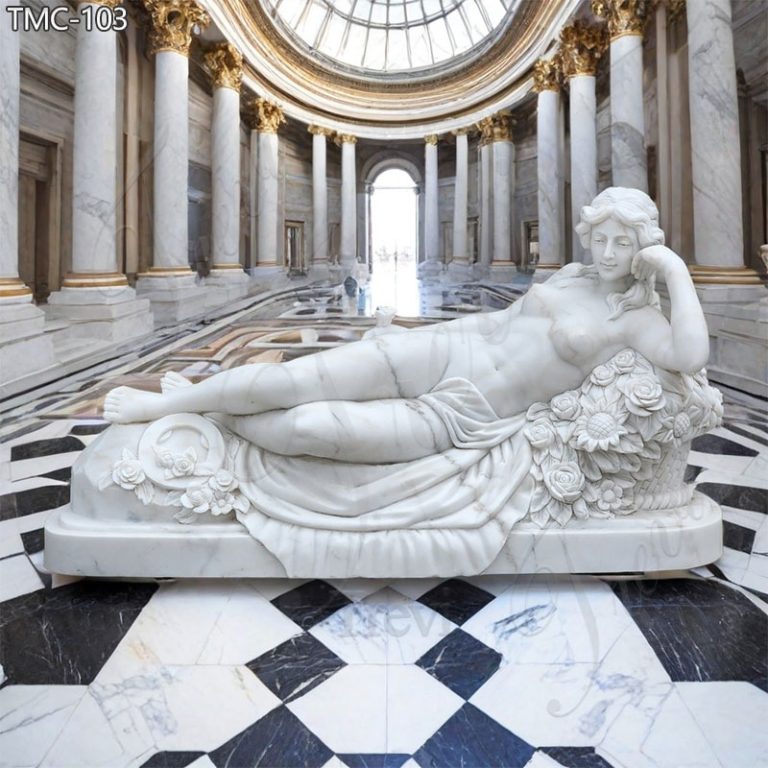 elegant marble woman lying down statue