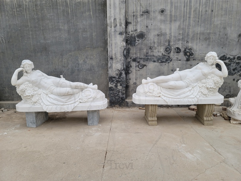 elegant marble woman lying down statues