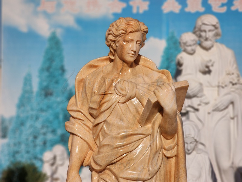 life size red marble saint john statue