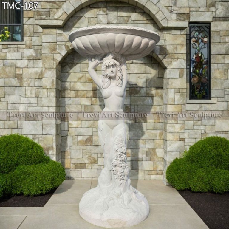 marble goddess garden statue with planter for villa