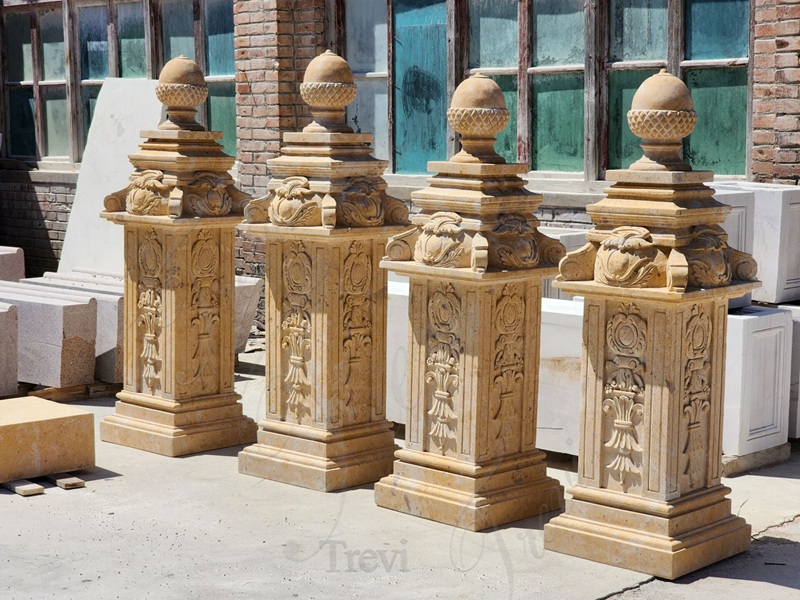 beige marble gate pillars