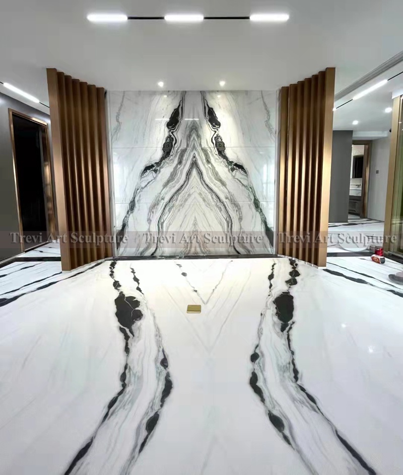 italian panda white marble slab wall