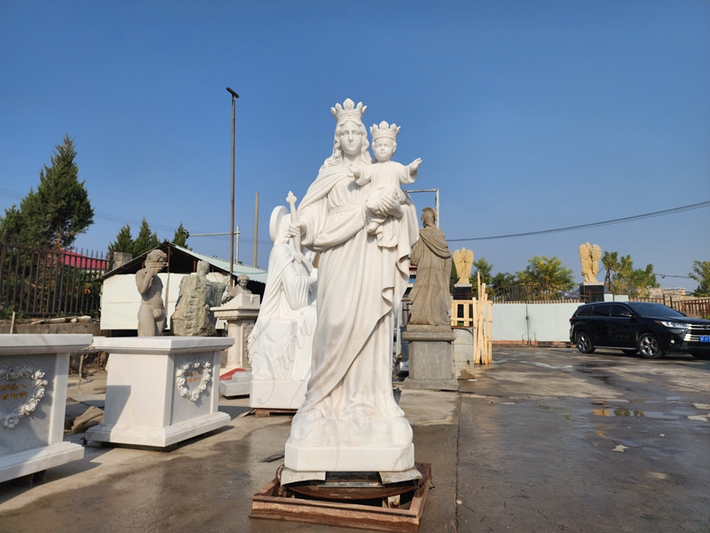 our lady of madonna and child marble statue